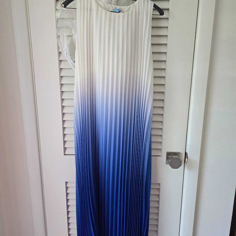 Chiffon pleated dip dyed ombre dress